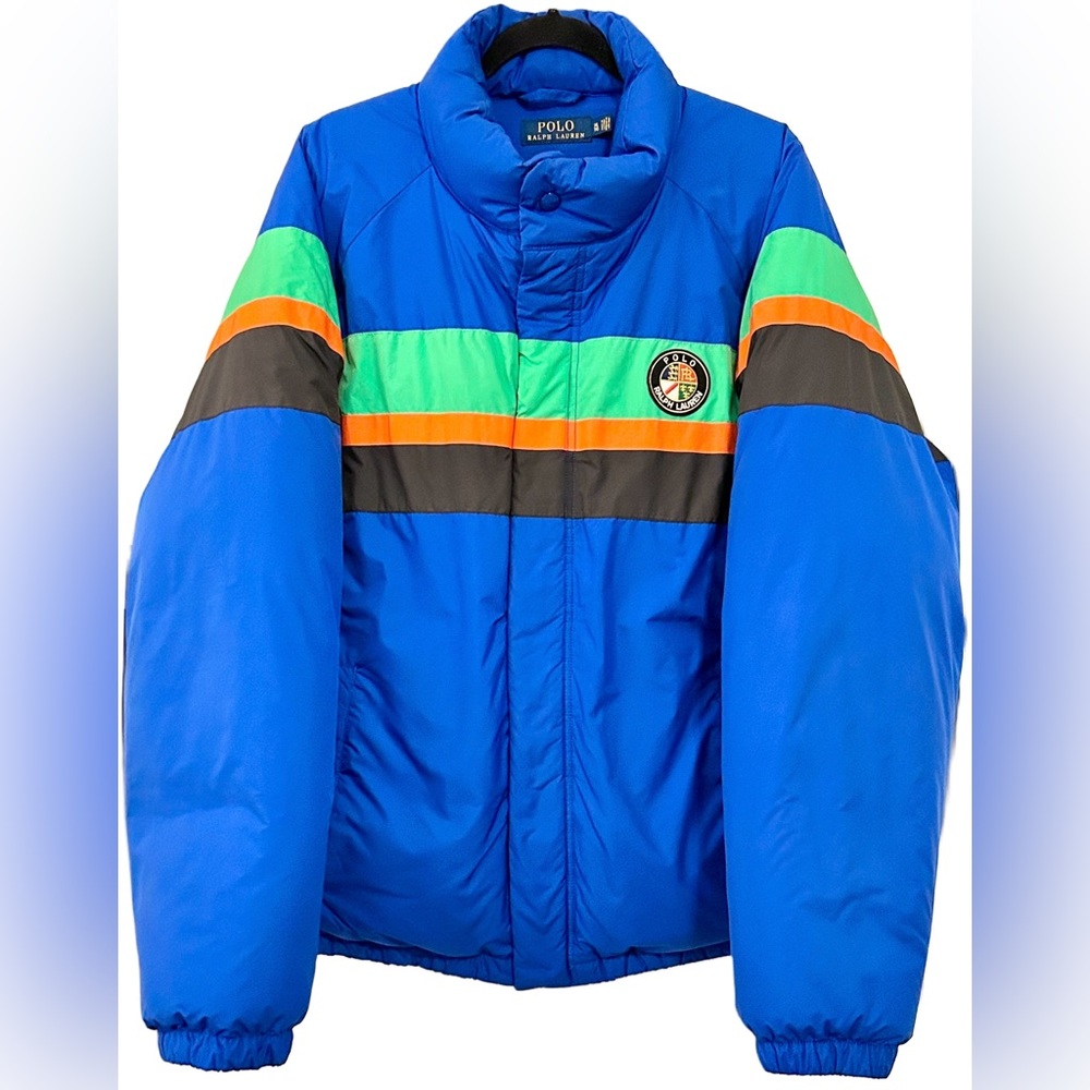 POLO RALPH LAUREN DOWN PUFFER JACKET Coat COOKIE Crest PATCH BLUE XL